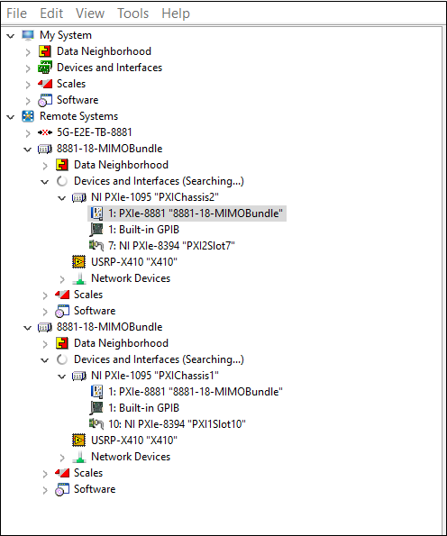 Example Devices in NI MAX
