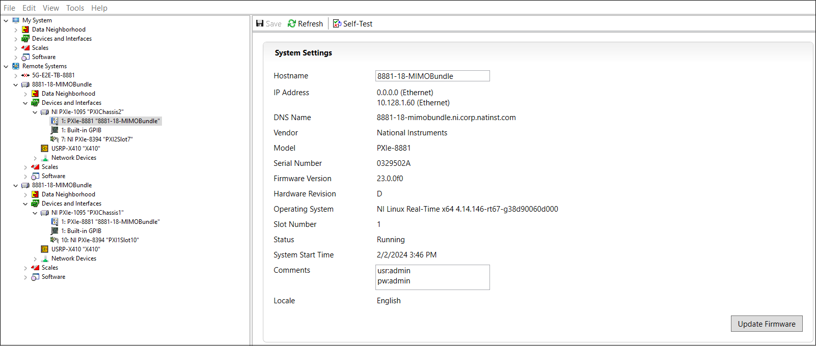 Example System Settings