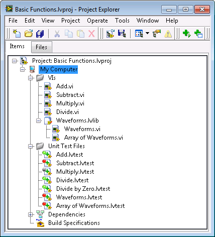 Using the Project Explorer Window (Unit Test Framework Toolkit) - NI