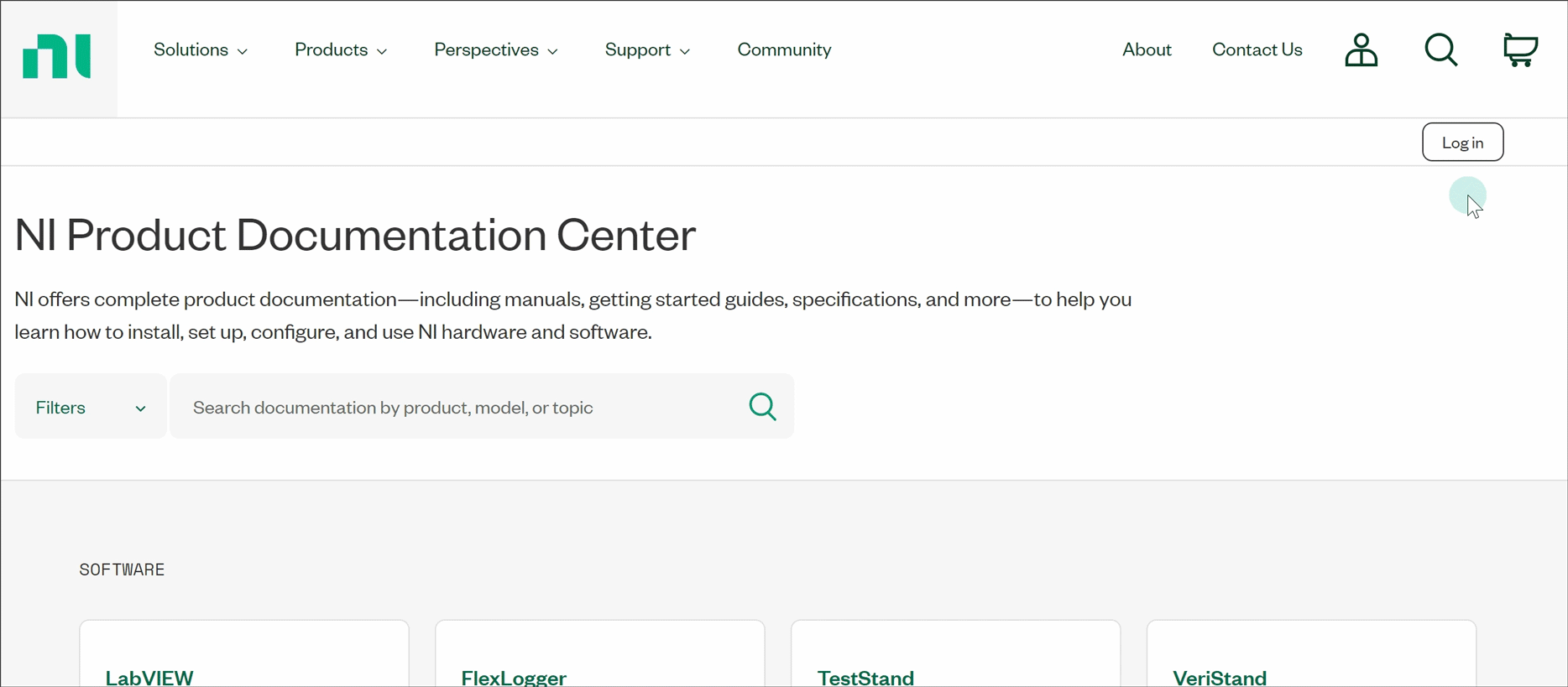 Logging into the NI Documentation Center